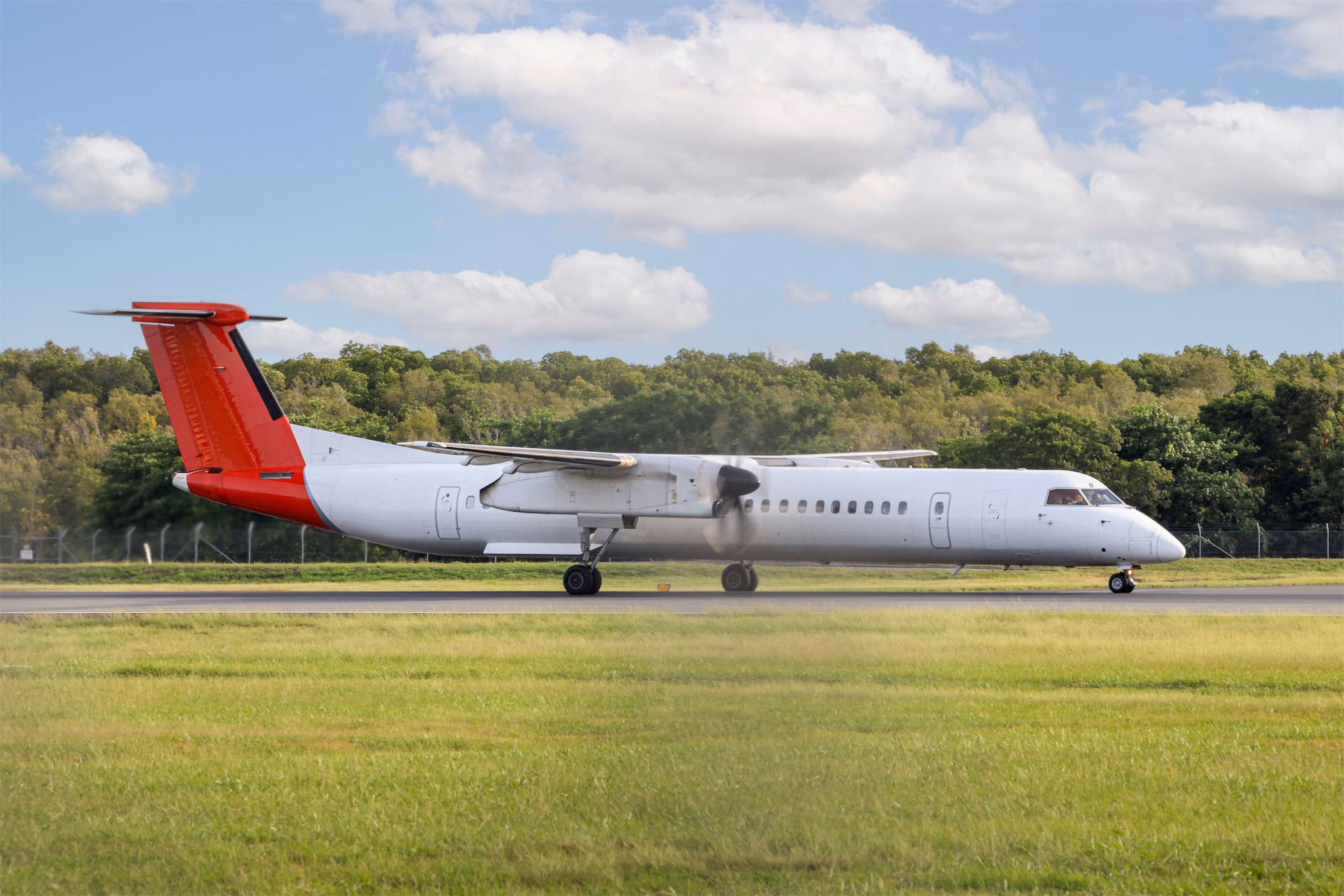 Regional turboprop aircraft outside the hangar
